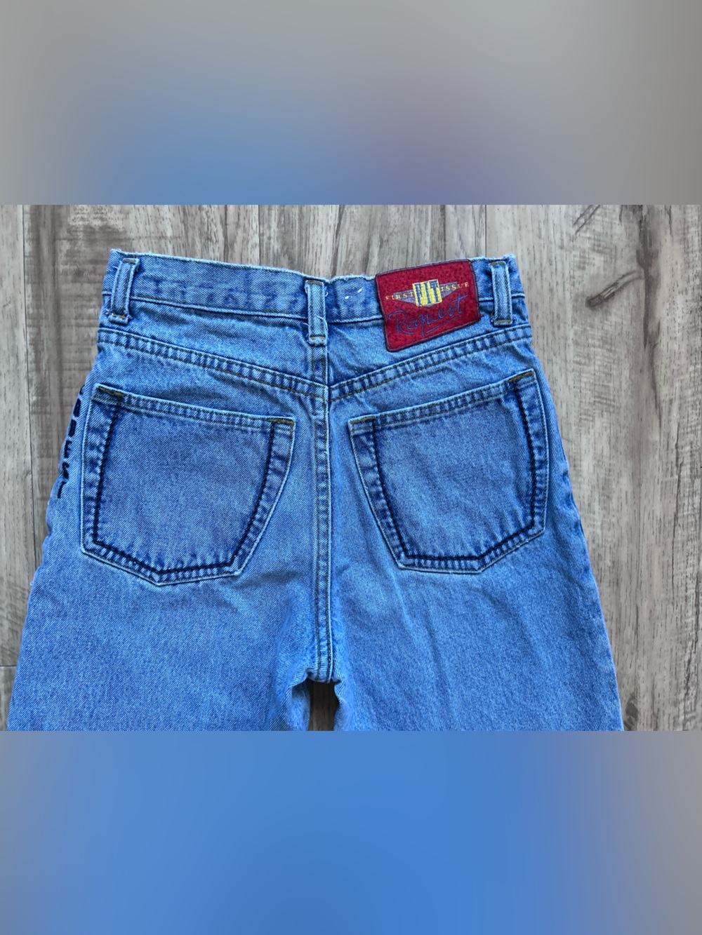 Vintage 90’s Request First fit Issue Light Blue Denim tapered Jeans retro - Picture 5 of 10